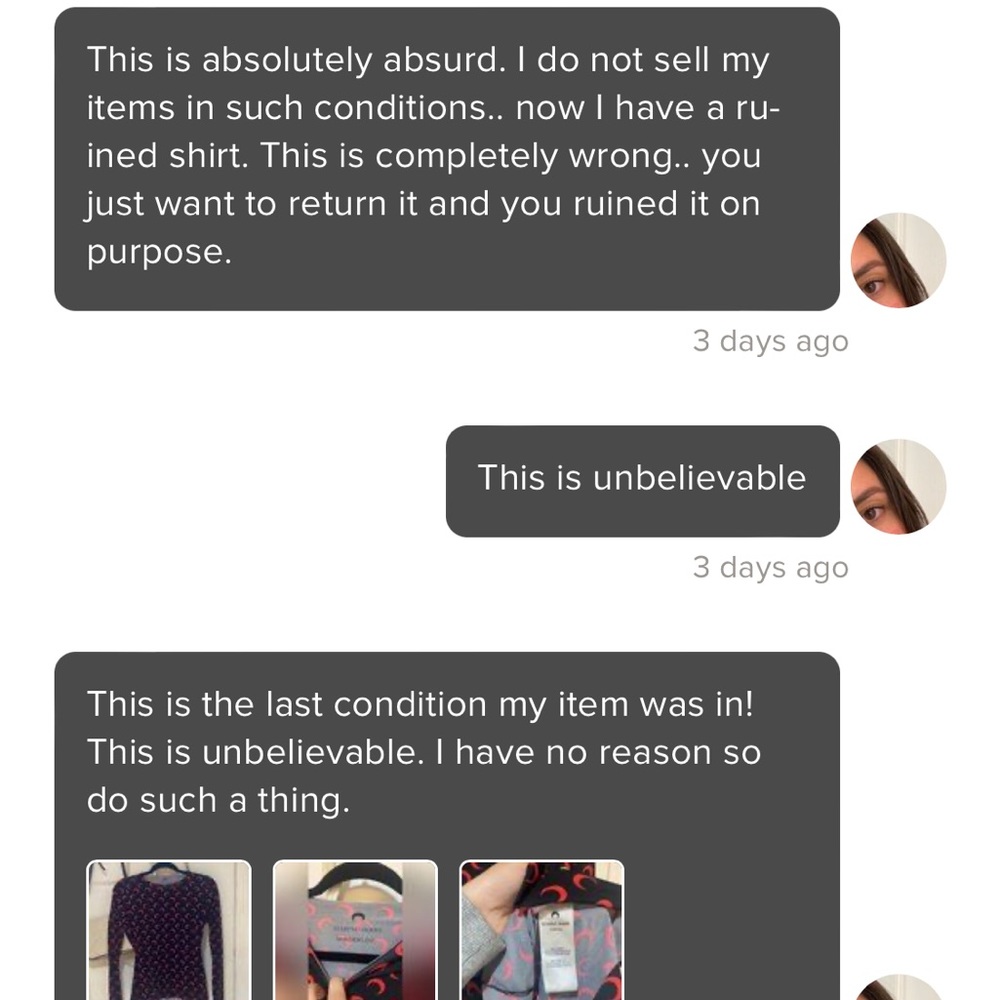 Marine Serre Buyer ruined my shirt deliberately due to it being the wrong size - Picture 11 of 16